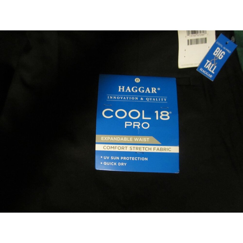 Haggar® Mens shorts Cool 18 Pro Classic Fit Flat Front Expandable Waist 46 - Picture 4 of 7